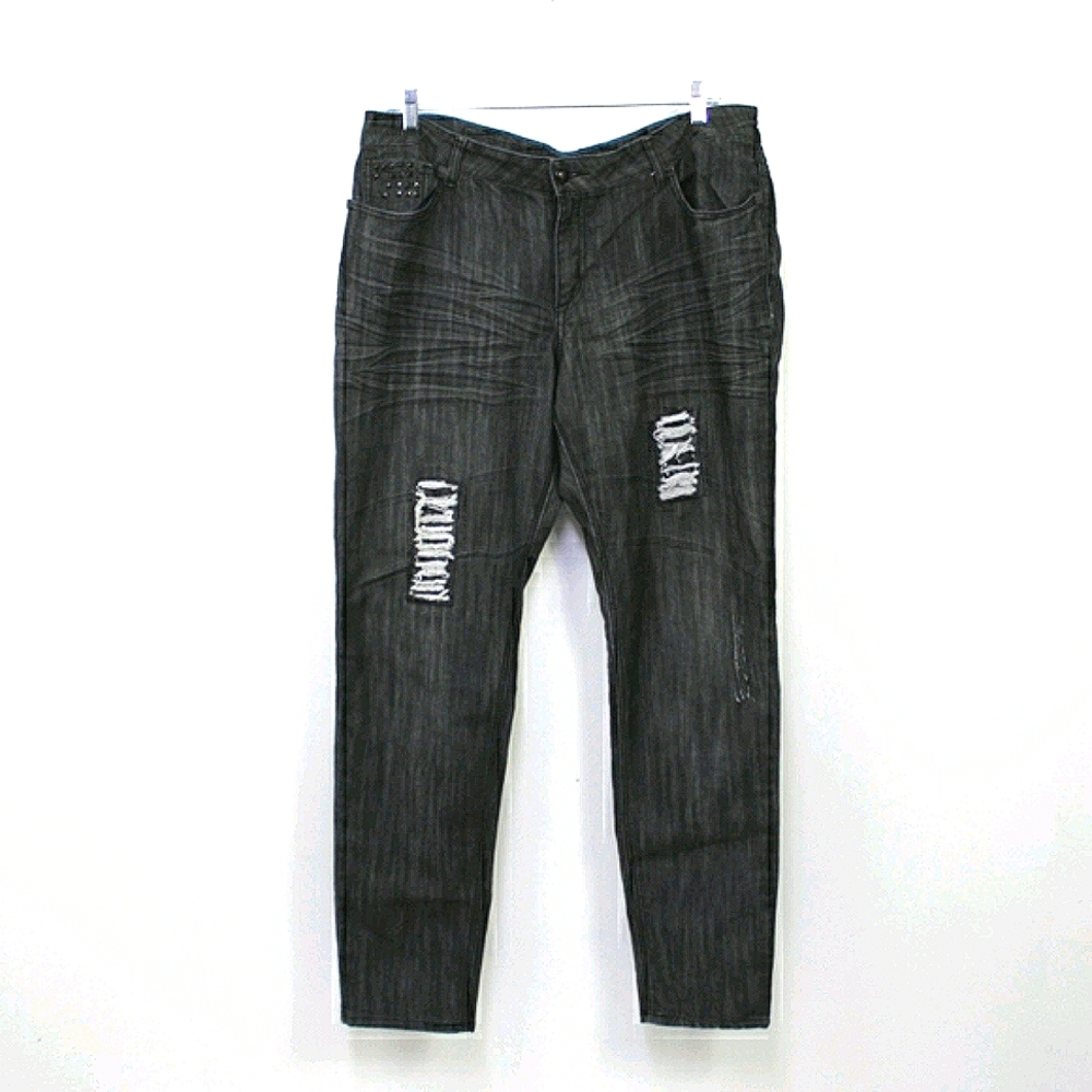 ROCAWEAR Hannah skinny leg black distressed jeans